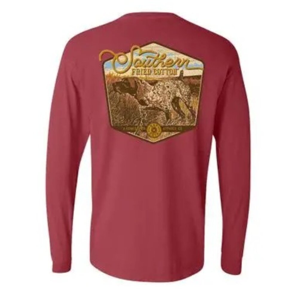 NWT Southern Fried Cotton M's LS T-Shirt- Tucker/Crimson